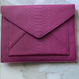 Faux crocodile envelope clutch